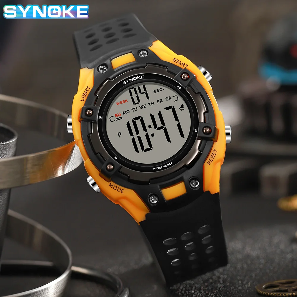 Synoke Watch Outdoor Student Sports Waterproof Shock Resistant Large Screen Display Luminous LED Digital Watch For Men