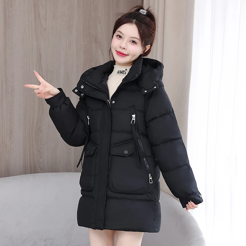 New 2024 Women Jacket Winter Thick Hooded Cotton Padded Coats Female  Loose Parkas Ladies  Outwear