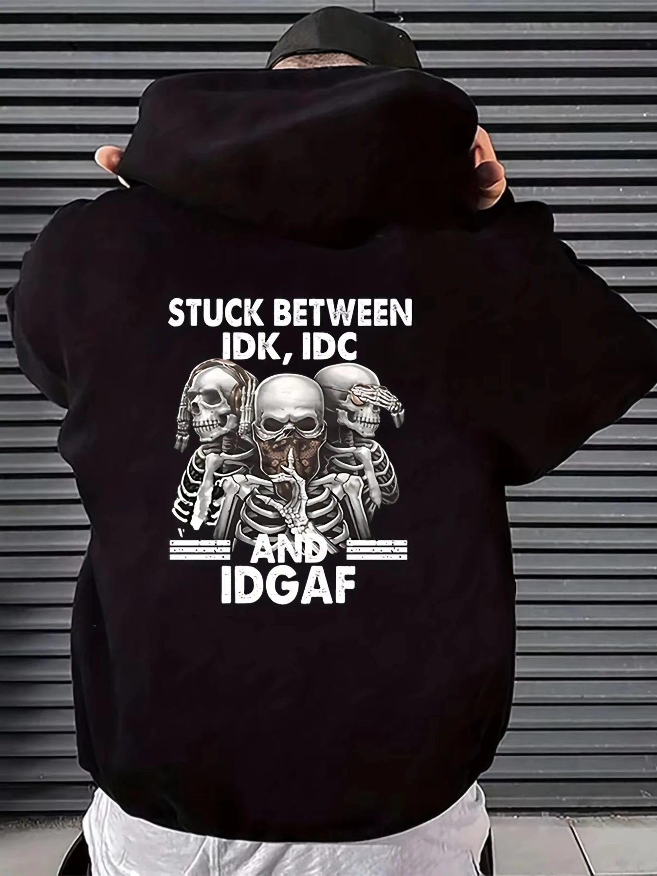 

Skeleton Pattern Hoodie Mens Casual Hooded Sweatshirt Autumn and winter thermal hooded sweater fashion street style Men Clothing