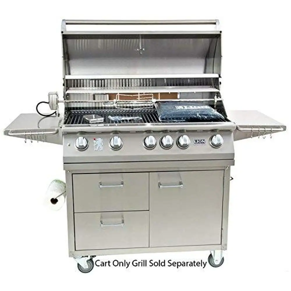 Stainless Steel Lion Grill Cart L-90000 Models USA Made Gas Fuel Outdoor Use