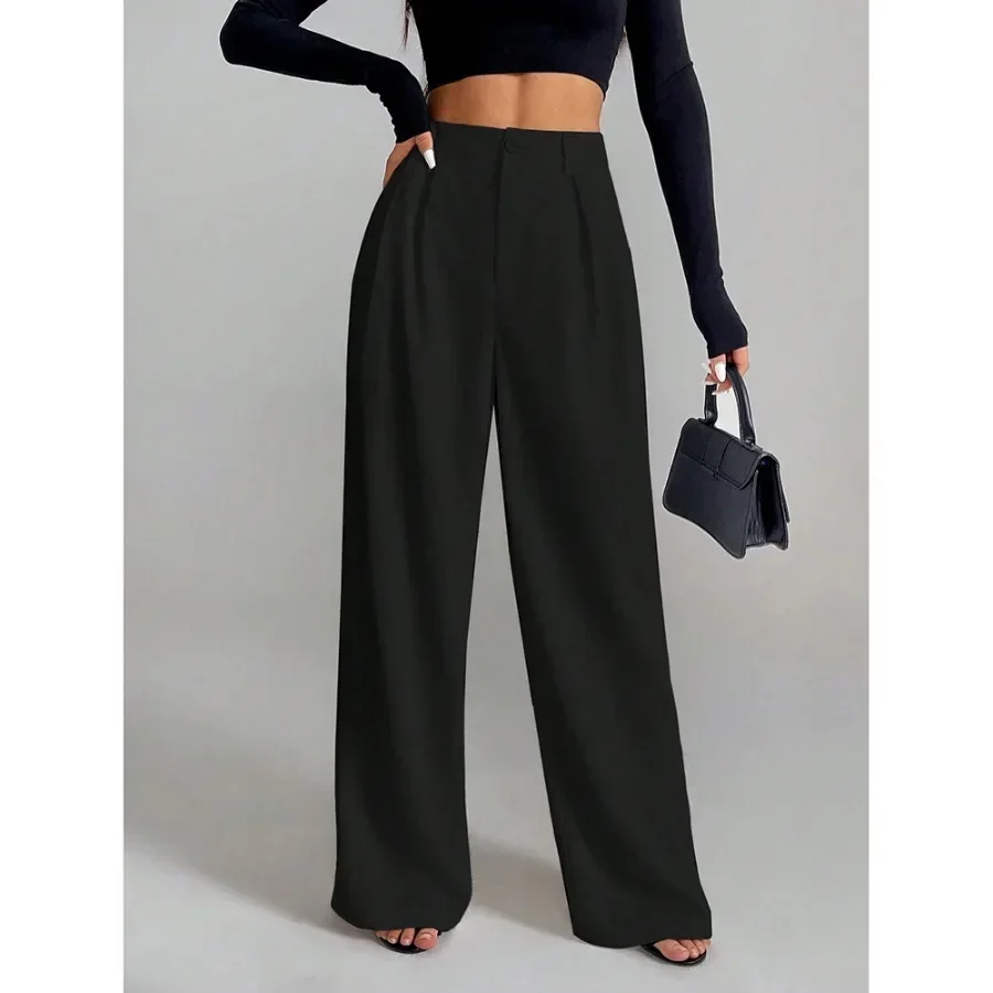 Women's  High Waist Wide Leg Loose Trousers European American Drooping Casual Pants
