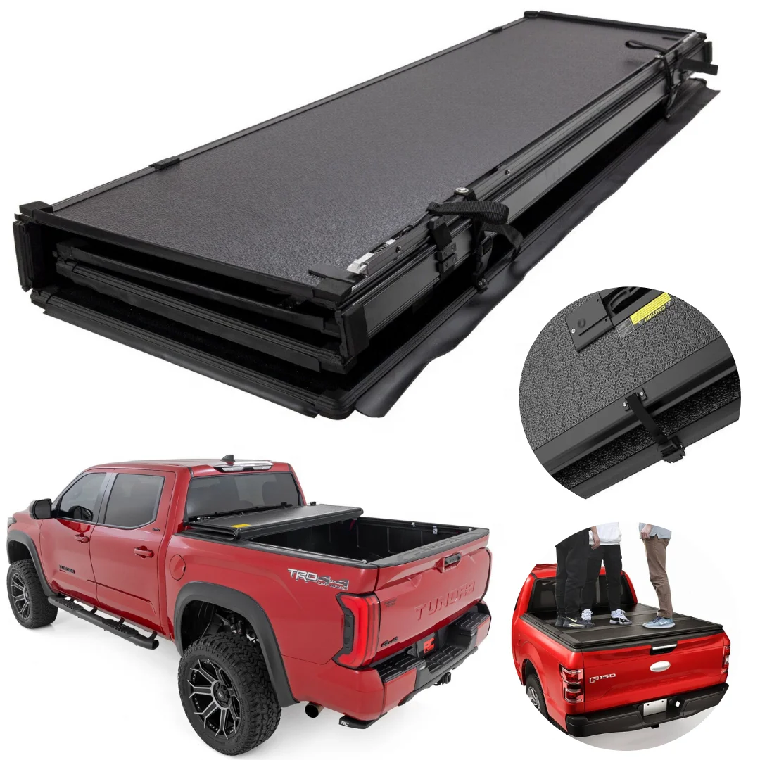 

Trifold Tonneau Cover Aluminum Hard Flip Back Tri Fold Tonneau Cover For Toyota Tacoma TUNDRA HILUX VIGO 2005