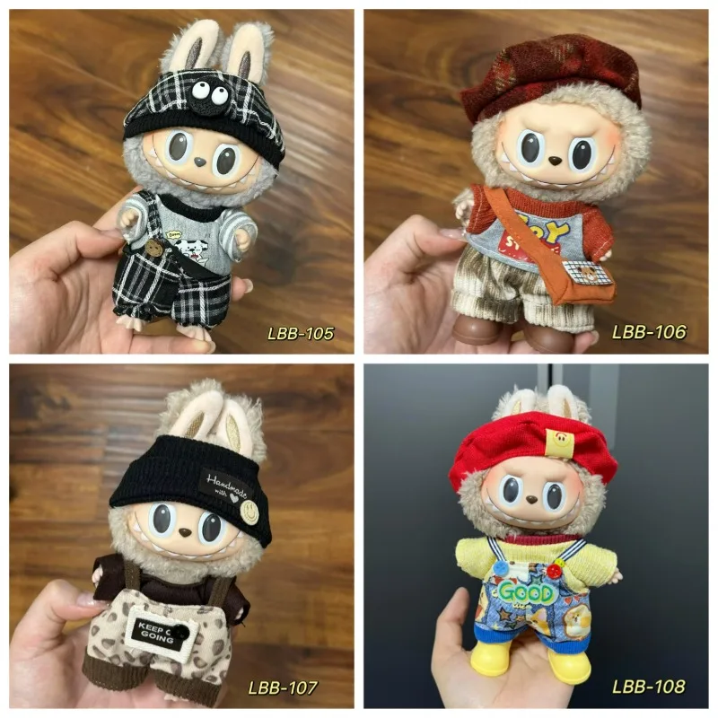 Fashion Set: A Creative Outfit Designed for Cute Plush Toys Featuring A Red Beret and Yellow Sweater Paired with Denim Overalls