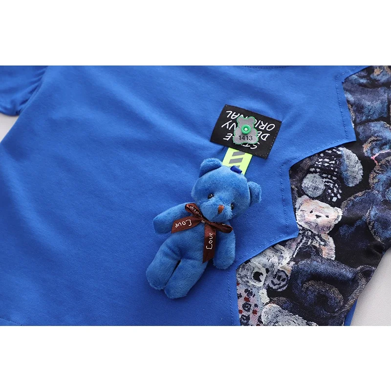 Children Cotton Clothes Summer Baby Boys Cartoon Bear T Shirt Shorts 2Pcs/Sets Infant Kids Fashion Toddler Tracksuits