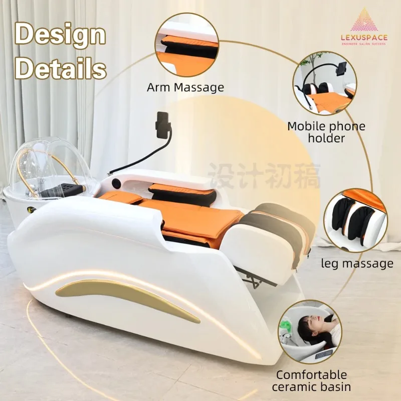 【Best Selling】Hot Sell Factory Price Luxury Head Spa Bed Shampoo Chairs With Steam Therapy For Hair Salon