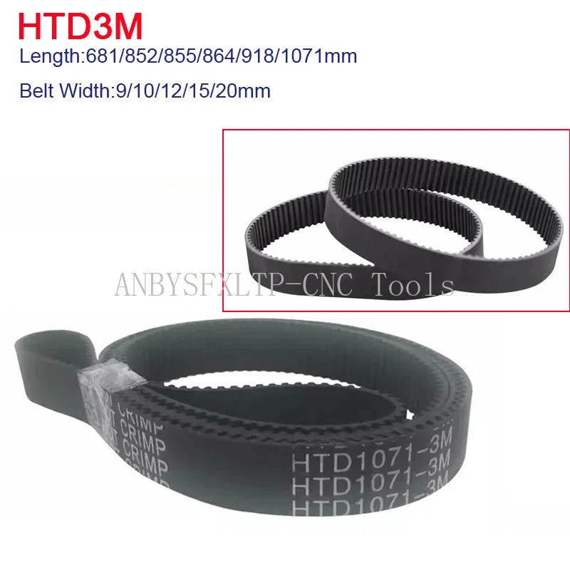 

HTD 3M Rubbe Timing Belt 681/852/855/864/918/1071mm HTD3M Pitch 3mm Synchronous Closed Loop Belt Width 9/10/12/15/20mm