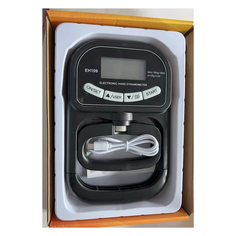 396Lbs/180Kg Grip Strength Tester Digital Hand Dynamometer Meter USB LCD Screen Hand Grip