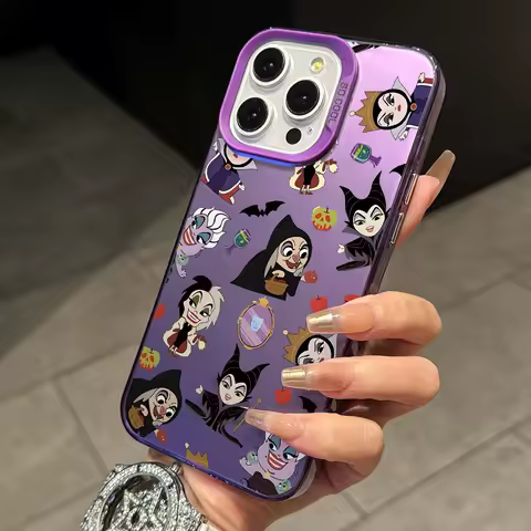 Cute Disneys Villains Witch Phone Case for Samsung Galaxy S25 S24 S23 S22 S21 FE S20 Ultra Plus 5G Note 20 10 Silver Hard Cover