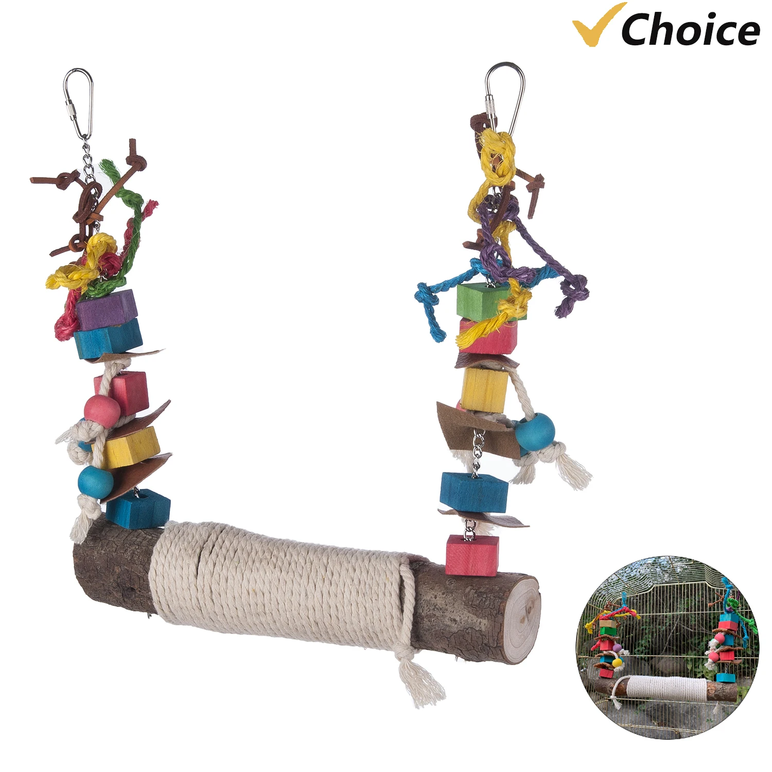 Bird Swing Perch for Birds Chewing Toy Parrot Chew Toy Bird Cage Hanging Training Toy Accessories for Large Medium   Birds