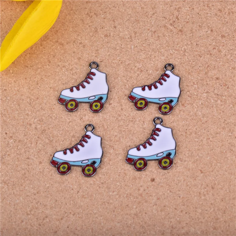 10pcs/pack Skates Enamel Metal Charms Earring  Bracelet DIY Jewelry  Making 20x20mm