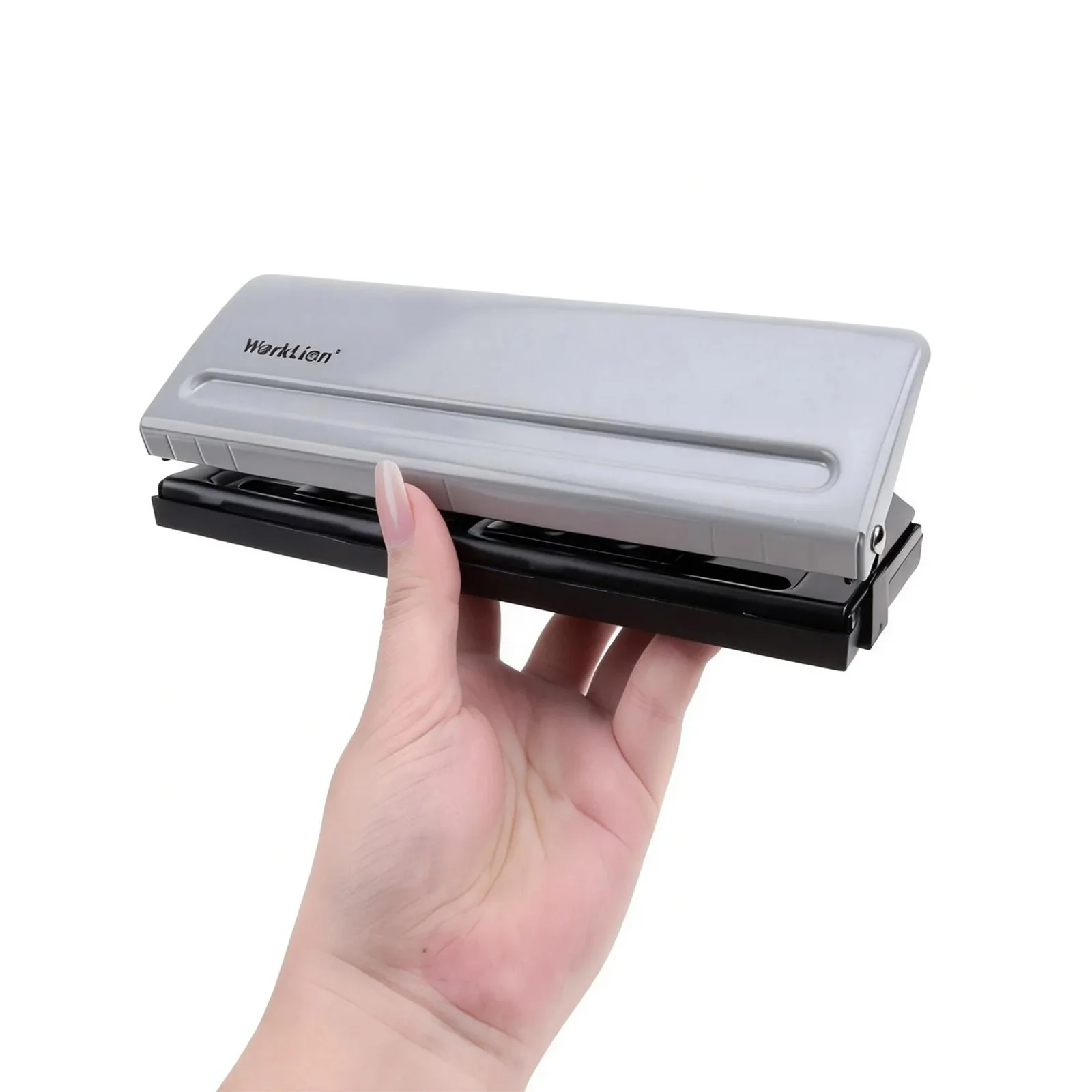 

Дырокол WORKLION с регулируемым отверстием на 6 линий, вмещает 6 листов бумаги, подходит для повседневного использования с бумагой форматов A4/A5/A6/A7.