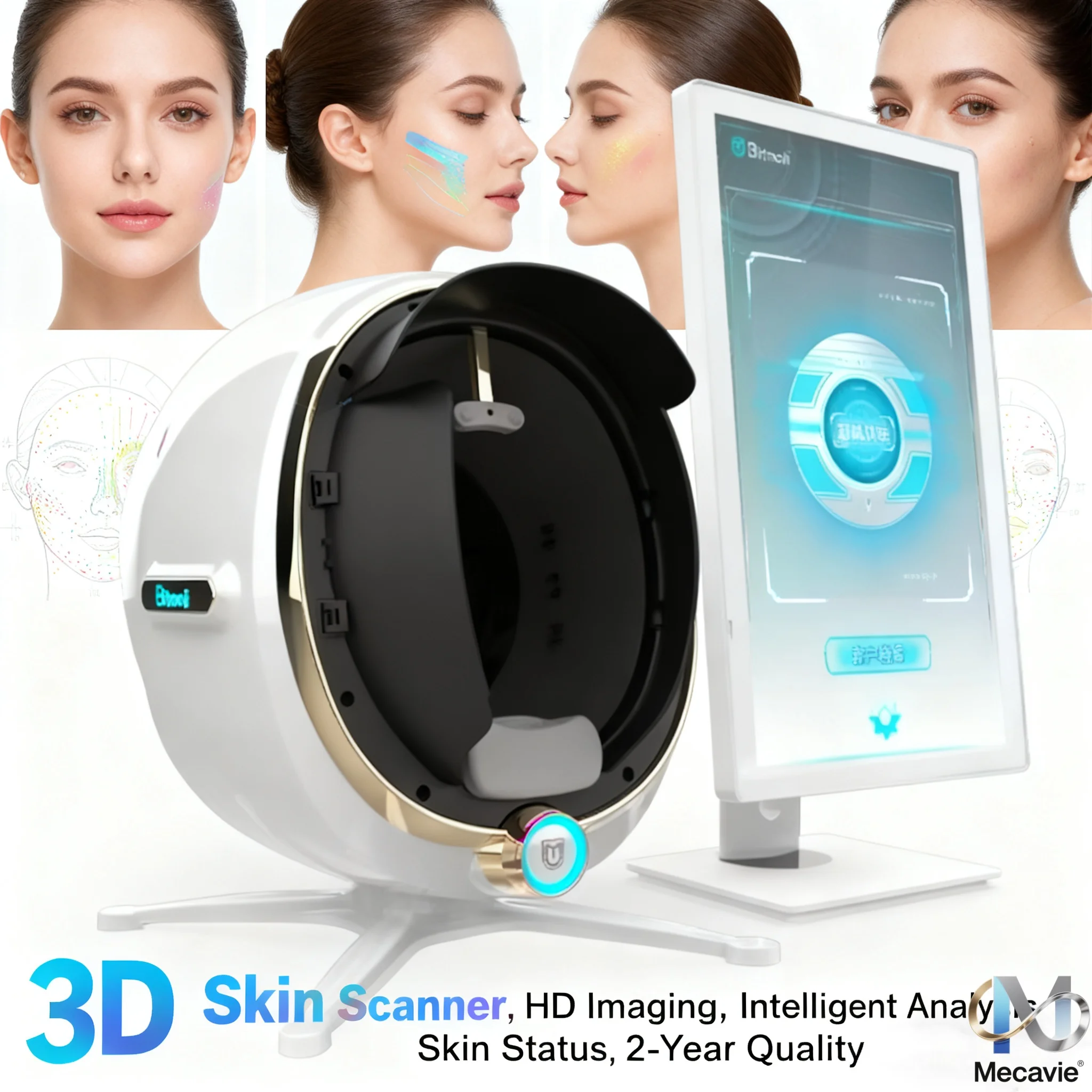 جديد 2025 مرآة سحرية ثلاثية الأبعاد آلة تحليل الوجه الرقمية المنتج Desc محلل الجلد AI كاشف أداة الصور الذكية #1