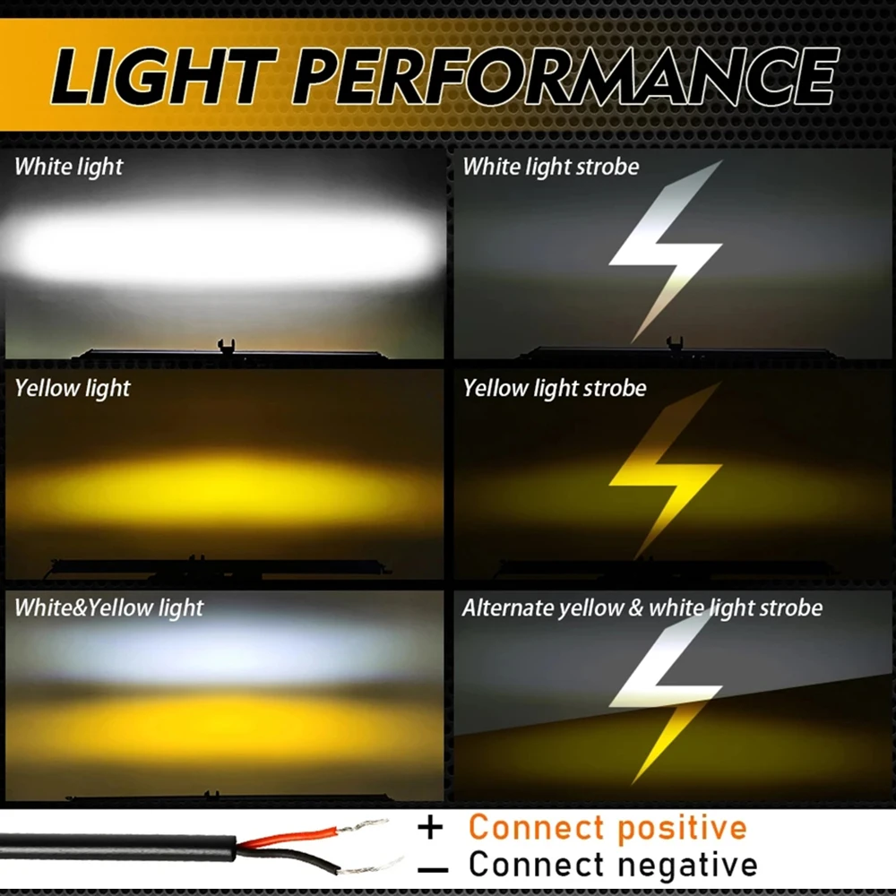 5,5' 8' 10' 14' 6D-Linsen-LED-Leiste für Offroad 4x4 Arbeitsleuchte Einreihige/Doppelreihige Lichtleiste Weiß Gelb Frontstoßstange Kühlergrill – Detail 11