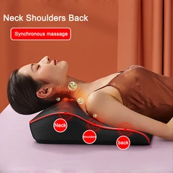 Masajeador corporal eléctrico Shiatsu para cabeza, cuello, tracción Cervical, almohada para espalda con dispositivo de masaje vibratorio con calefacción