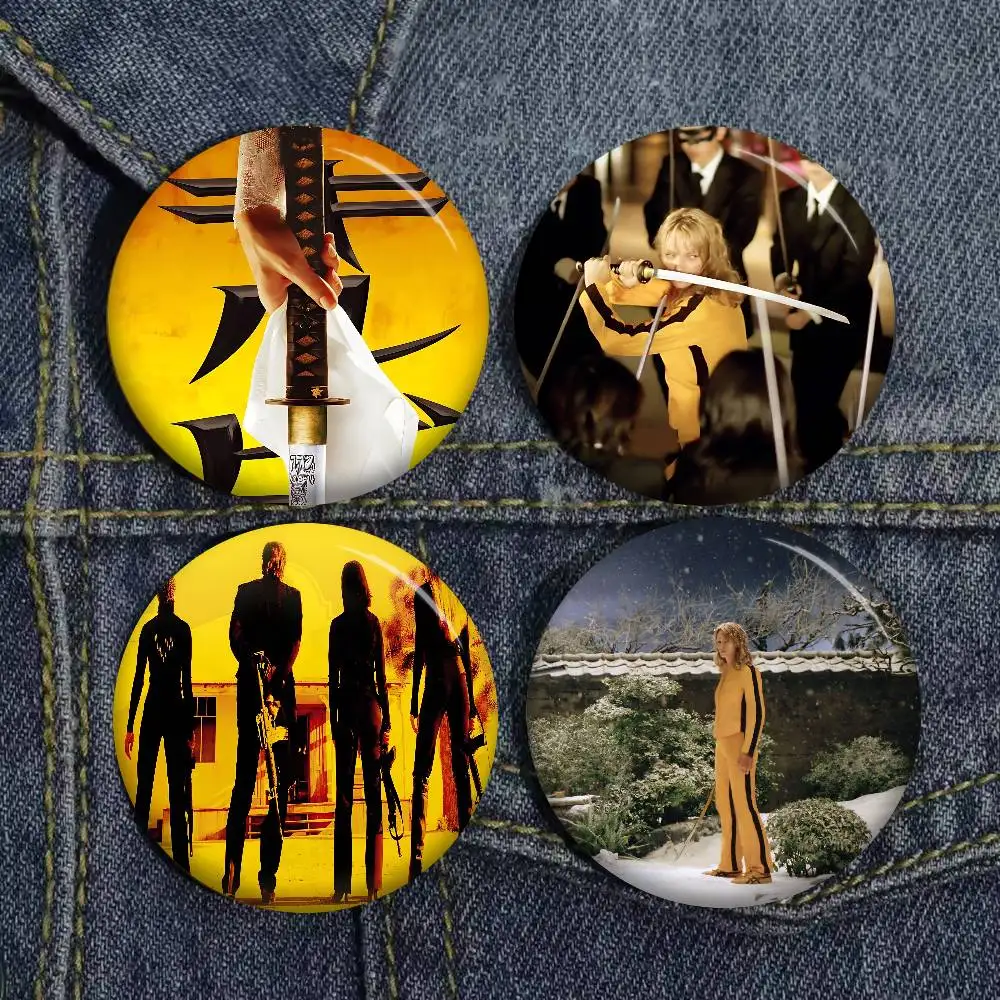 Movie K-Kill Bill Round Button Pins Slogan Creative Brooches Backpack Clothes Decoration Fashion Cartoon Jewelry Gifts