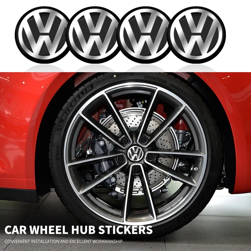 4Pcs 56mm Car Wheel Center Hub Cap Stickers Styling Car Accessories For Volkswagen CC R-Line Touran Golf Tiguan Beetle Arteon