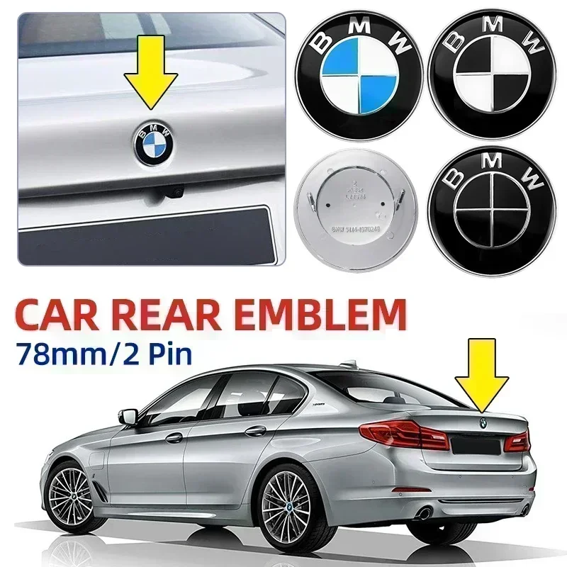 1 Stück 78mm 51141970248 Auto-Emblem Heckklappen-Logo Abzeichen Styling-Zubehör für BMW E66 E53 X5 E46 E39 E38 E90 E60 E36 F30 F20 F10