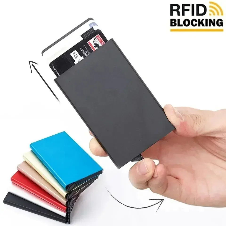 Slim Pop-Up RFID Blocking Wallet for All - Smart Metal Card Case with Minimalist Design Holds ID Bank and Credit Cards Securely