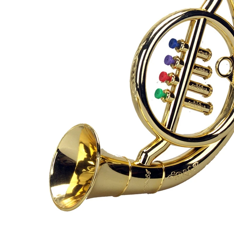 French Horn 4 Colored Keys Early Education Musical Toy Props Play Mini Musical Wind Instruments For Children Toy