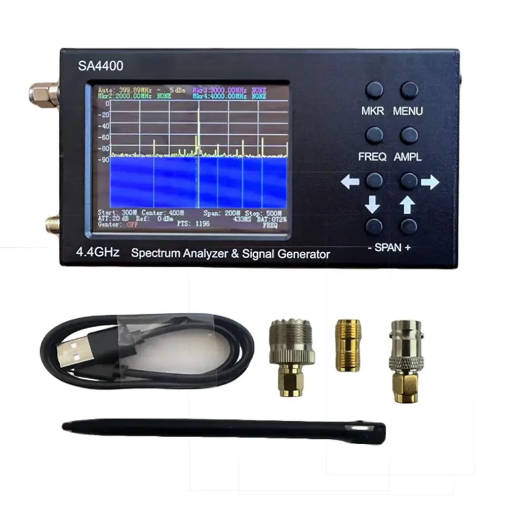 SA4400 4.4G Spectrum Analyzer Signal Generator Touch Screen Signal Tester Analyzer 35mhz-4400mhz Handheld Spectrum Analyzer