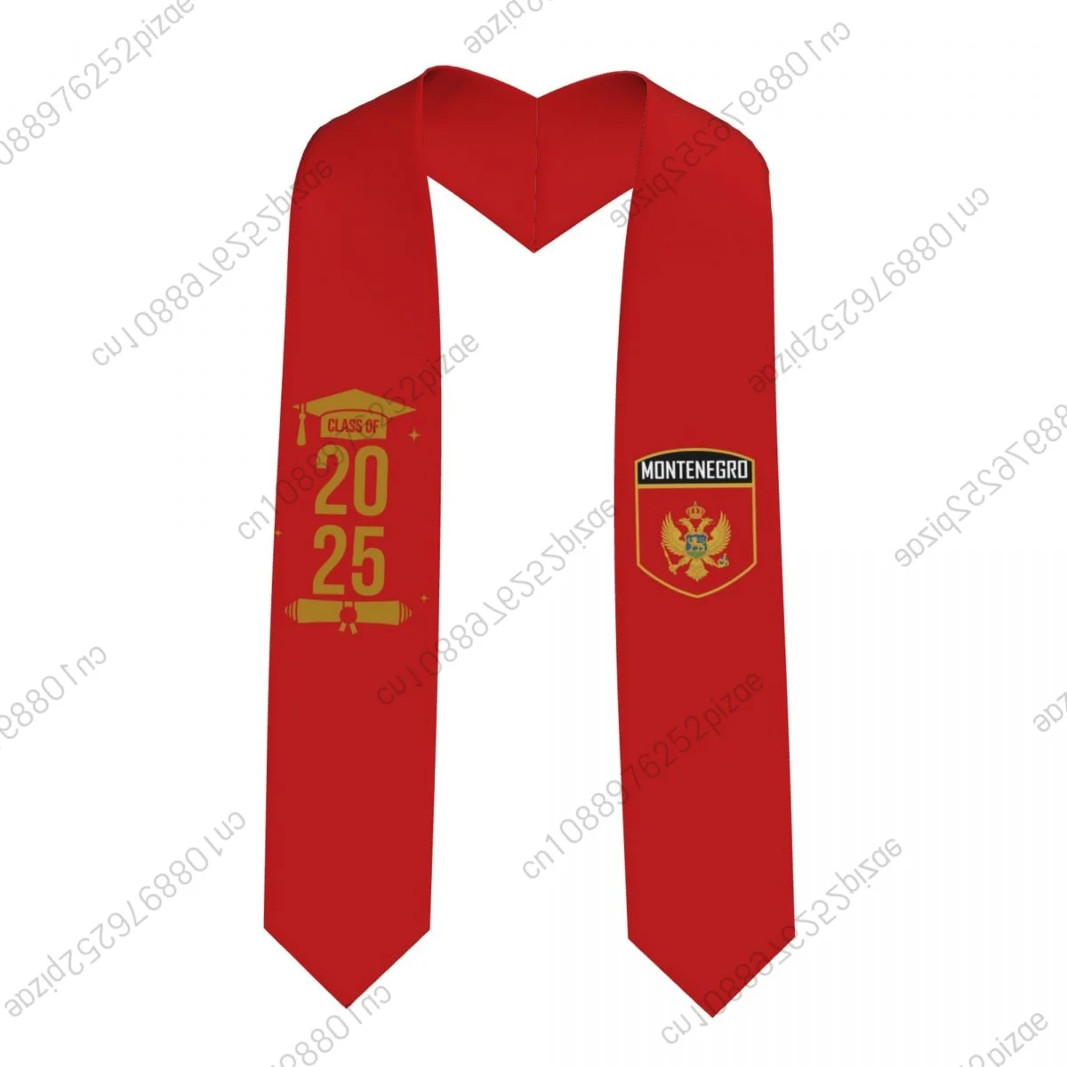 

New Montenegro Flag Class Of 2025 183*13CM Graduation Stole Sash Scarf For International Students Proud