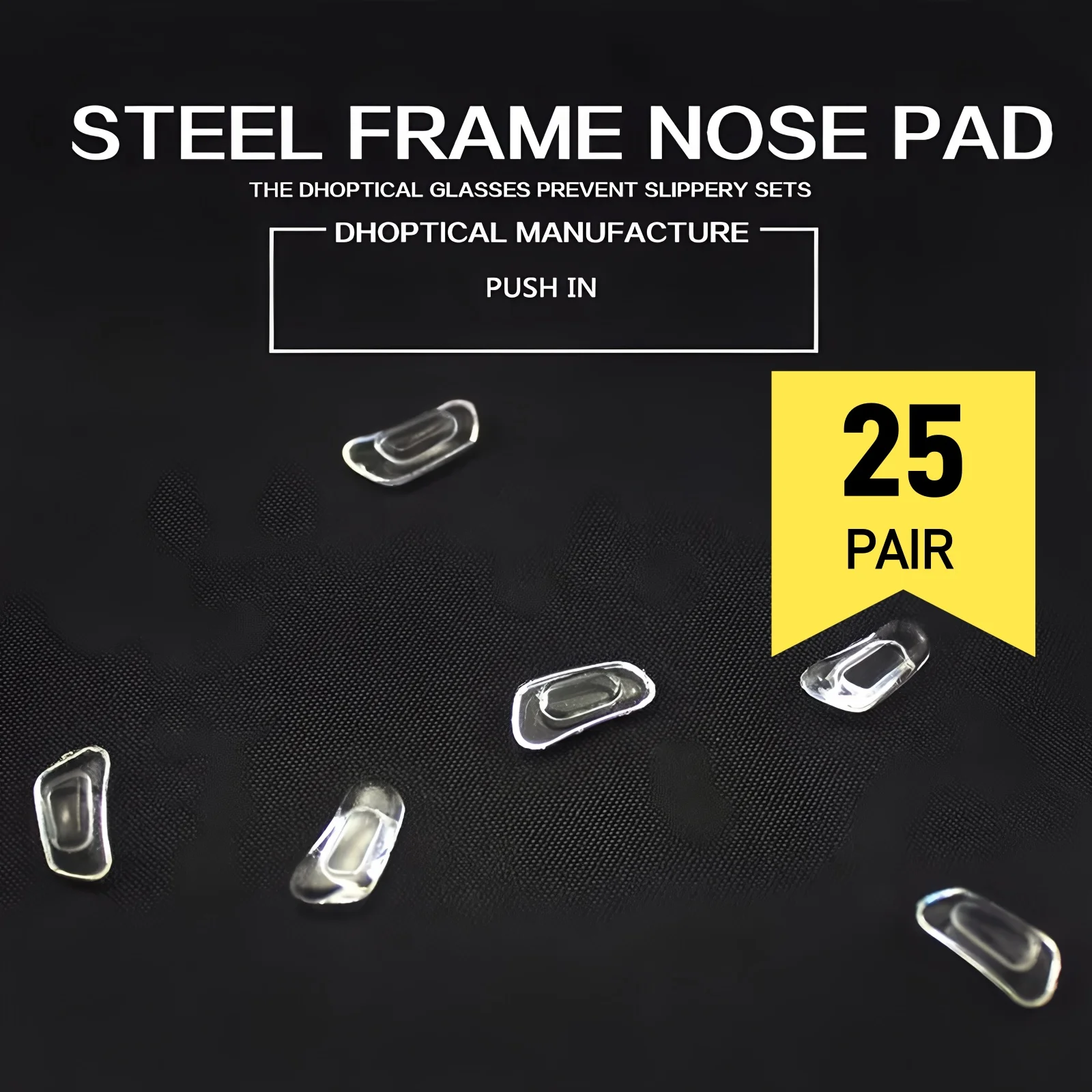 (25 زوجًا) وسادة أنف من السيليكون للنظارات في رف من البلاستيك الصلب، وسادة أنف بإطار فولاذي، وسادة أنف ناعمة من Bydhoptical #1