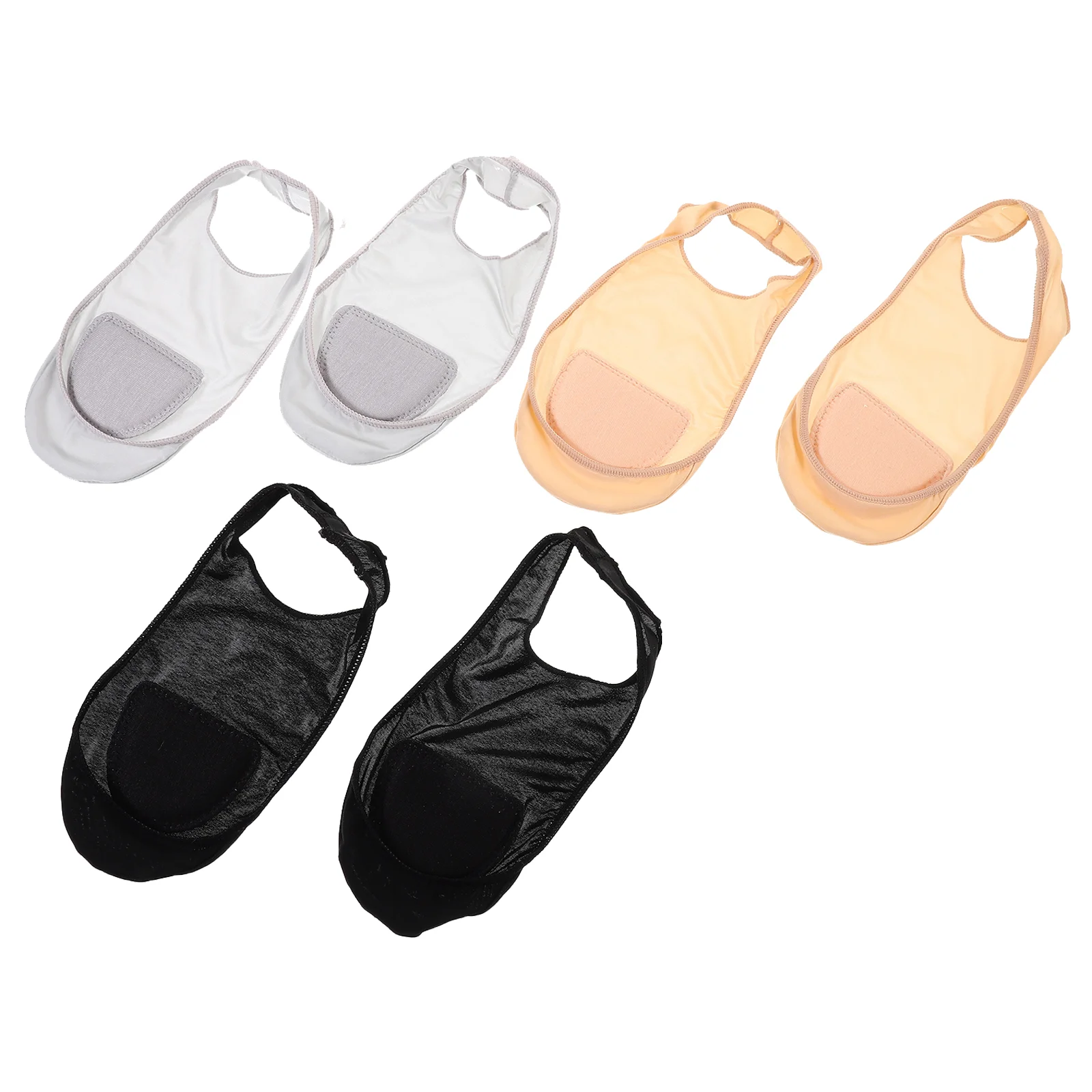 3 Pairs Women' Shoes Anti Slip Half Socks Silicone Boat Girl Shallow Mouth Invisible Ice Silk Fiber Miss