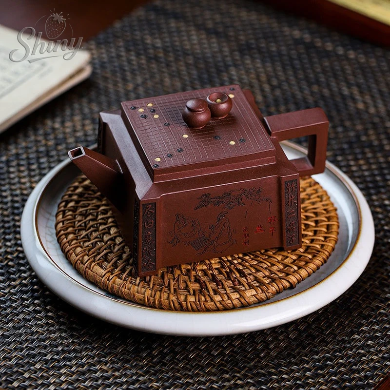 

Исин оригинальный минеральный неадаптированный чайник ручной работы из фиолетовой глины Dichangqing Joy in Chess домашний чайный сервиз чайник