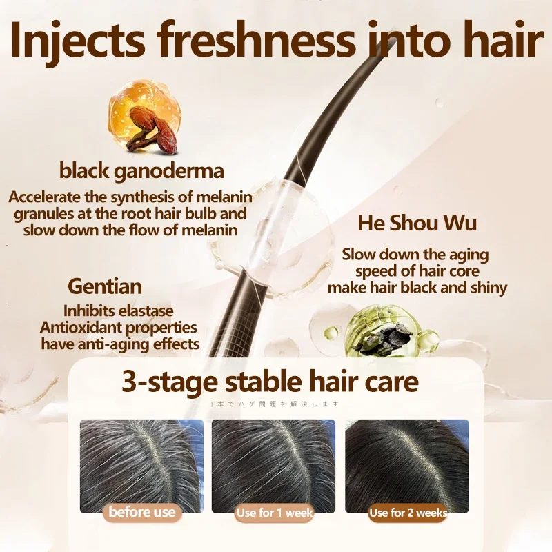 520ml Natural Herbal Ganoderma Lucidum Black Hair Shampoo Permanent Effective White Turn Black Strengthen Hair Roots