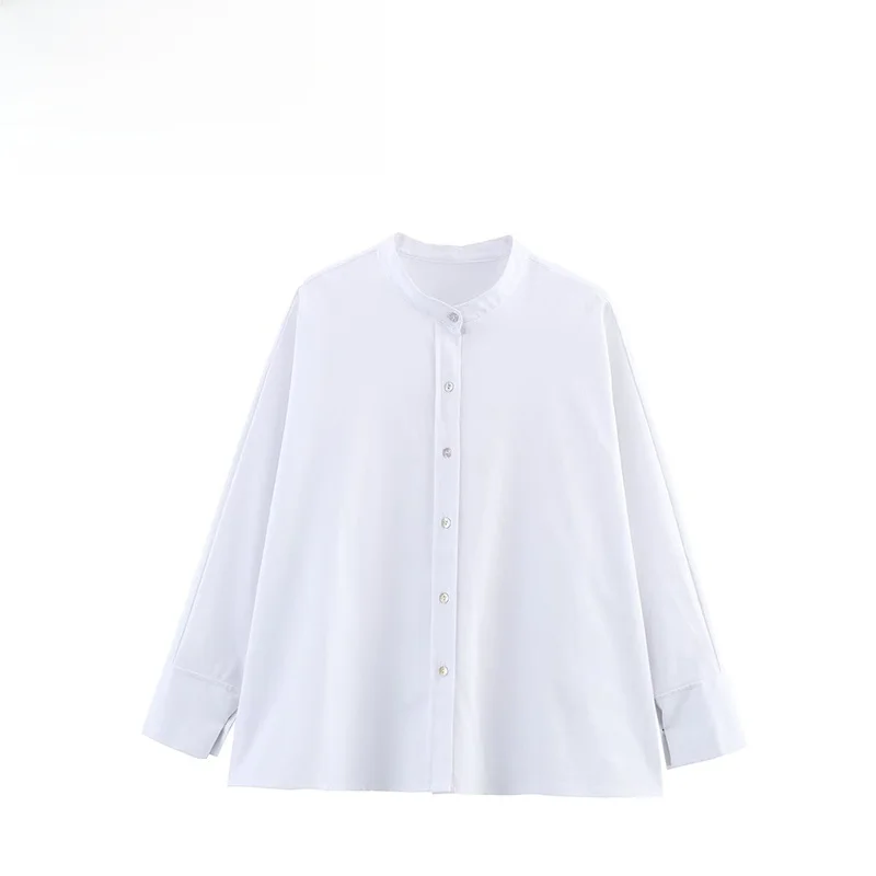 

ZBZA Spring New Women's Faion Design Linen Mix Pattern Cowl Ne irt Commute Sle Loose Fit Long Sve round Collar