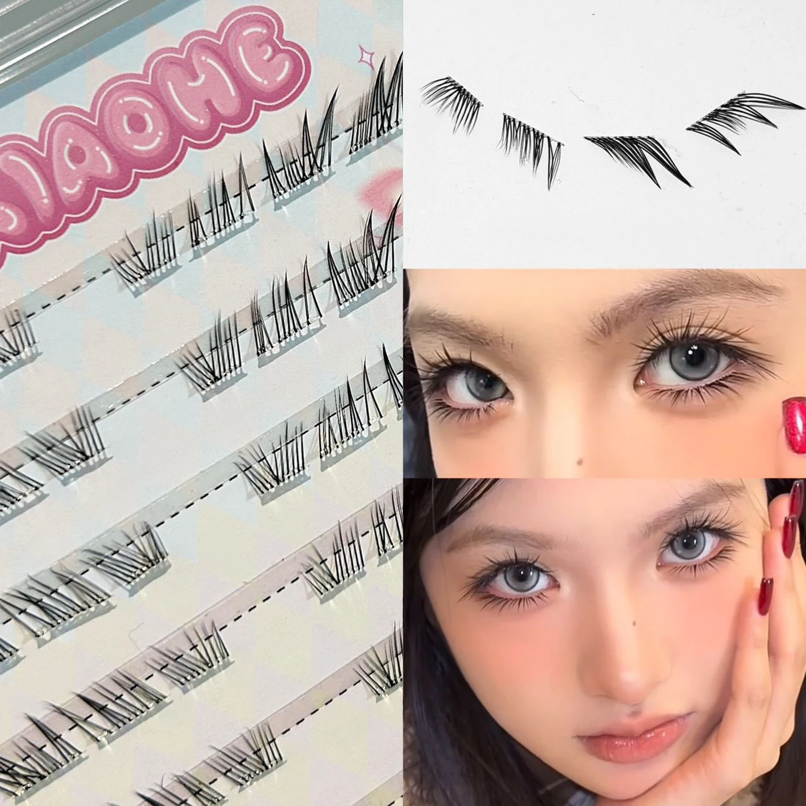 6/10 Rijen Cluster Lash Valse Wimpers Herbruikbare Pluizige Cat Eye Effect Dikke Lange Gesegmenteerde Lash Extension Nertsen Nep Wimpers