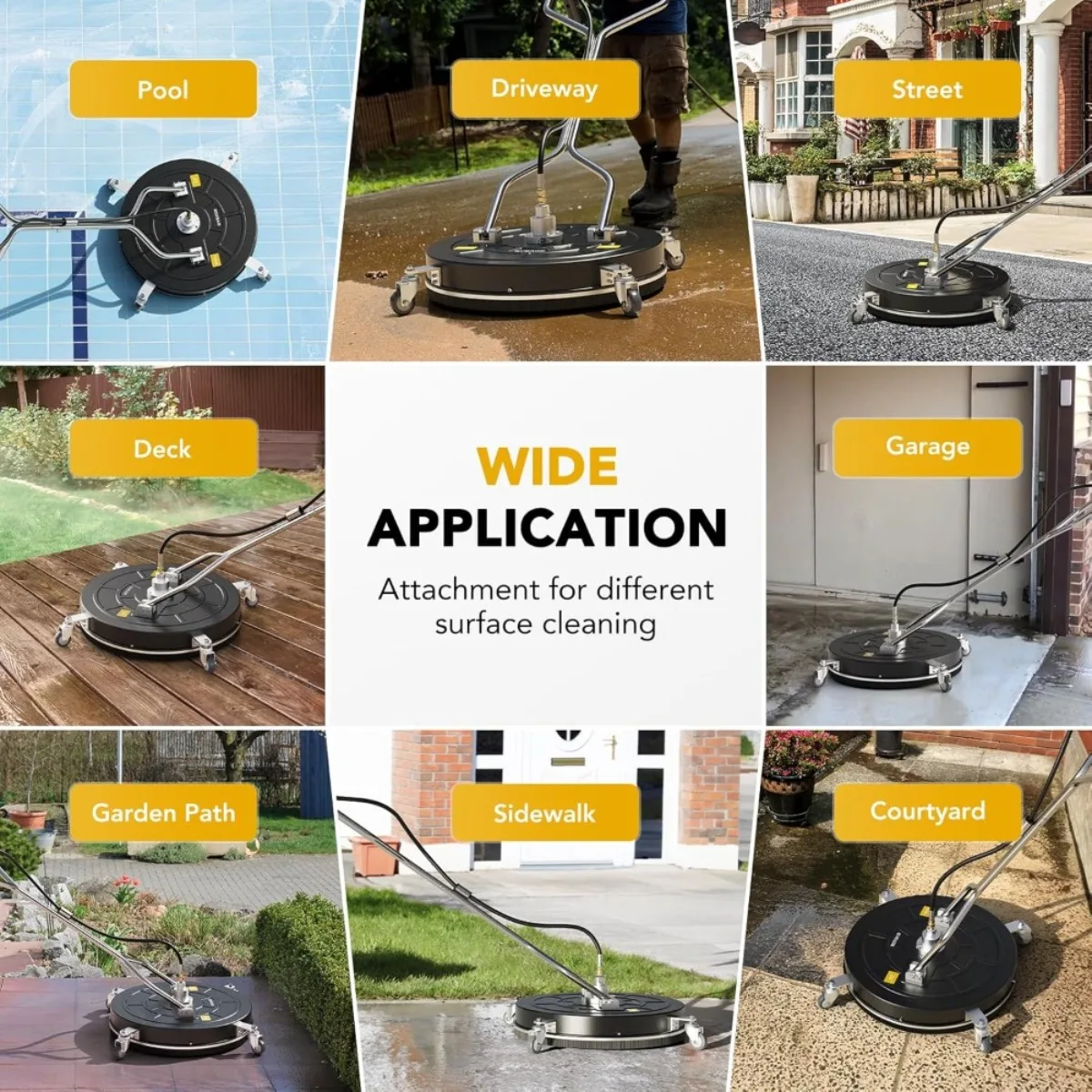 منظف أسطح عالي التحمل مقاس 24 بوصة EP003، 4000 رطل لكل بوصة مربعة من الفولاذ المقاوم للصدأ للخرسانة والرصيف، مع مقابض رش مزدوجة