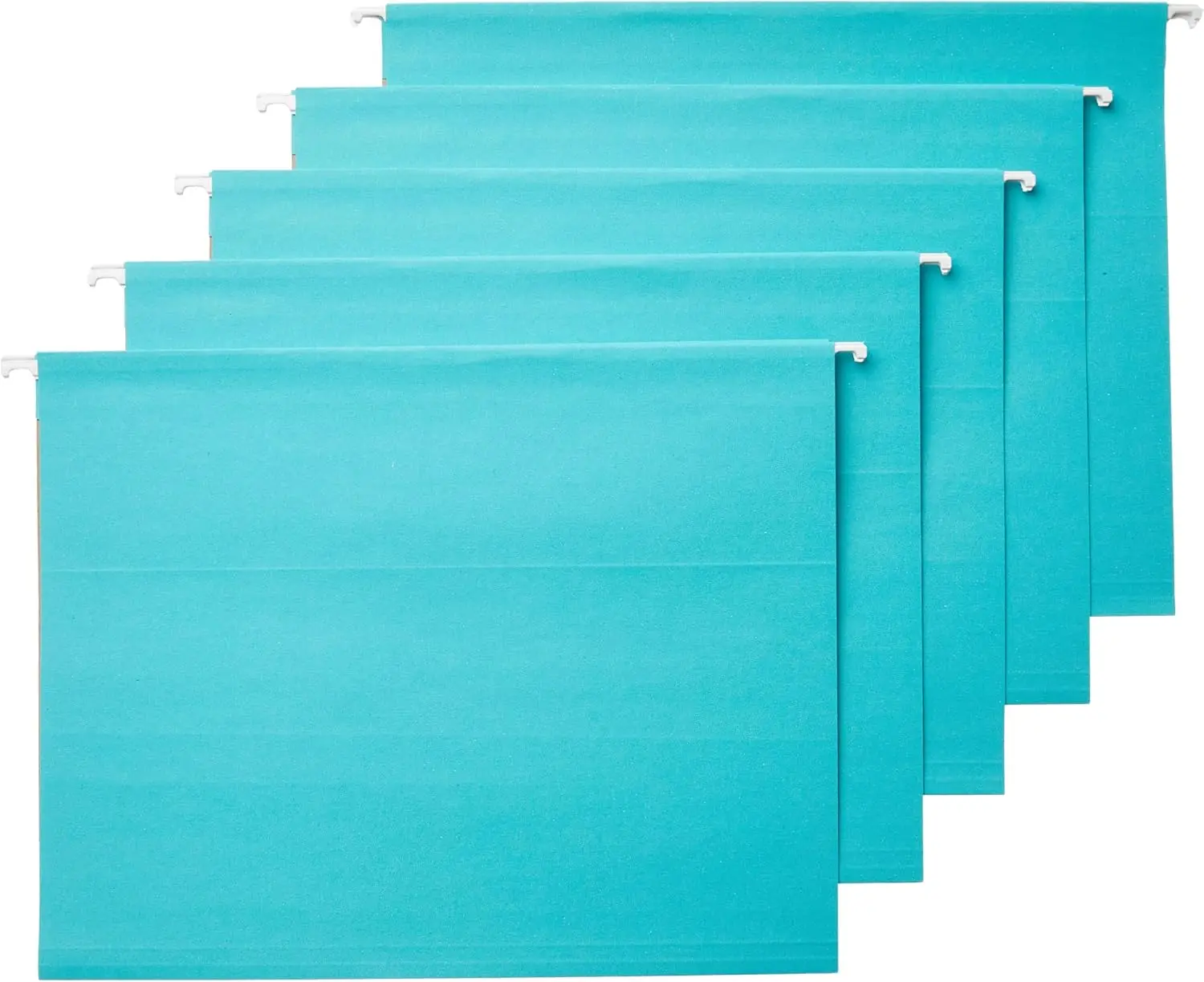 

Hanging File Folders with Adjustable Tabs for Document Organization, Letter Size, Aqua, 25-Pack