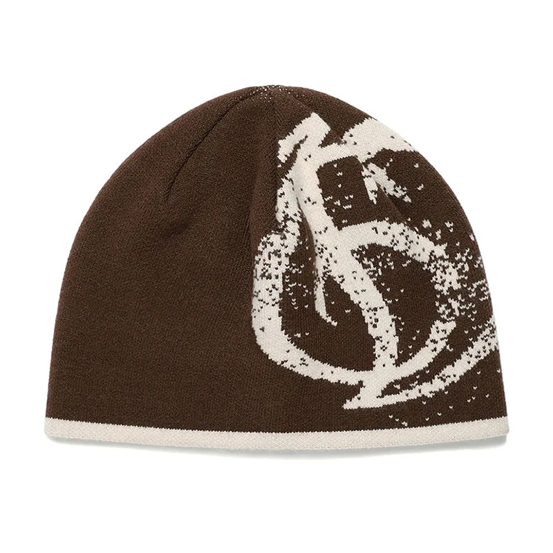 Women Beanie Korean Fashion Y2k Knitted Kawaii Hip Hop Harajuku Streetwear Wool Winter Pullover Jacquard Hat Unisex Accessories