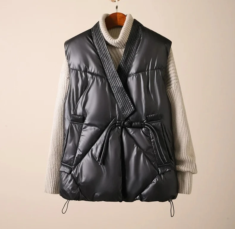 

New Cotton Down Winter Women's Vest Thicken Sleeveless Puffer Jacket Padded Female Warm Outerwear Women Clothing