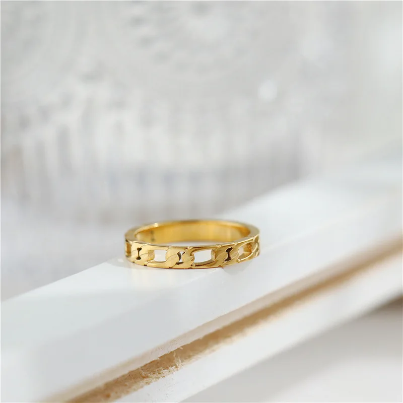 Brazil Retro French Hollow Out Chain Winding Rings Female Fashion Chain Personality Element Titanium Steel Rings Waterproof
