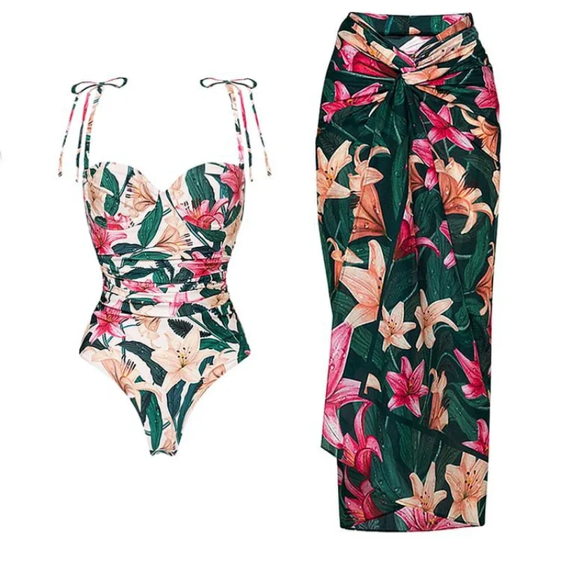 

One Piece Swimsuit Women Wrap Skirt Swimming Suit Covering Beach Wear Strappy Bandage Swimwear Brazilian Biquini Bathing Suit