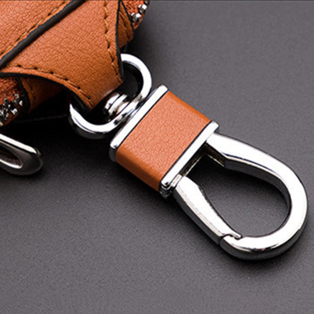 Car Keychain Covers Men Key Holder PU Leather Car Key Wallets Housekeeper Keys Organizer Zipper Key Case Bag Unisex Pouch Purse