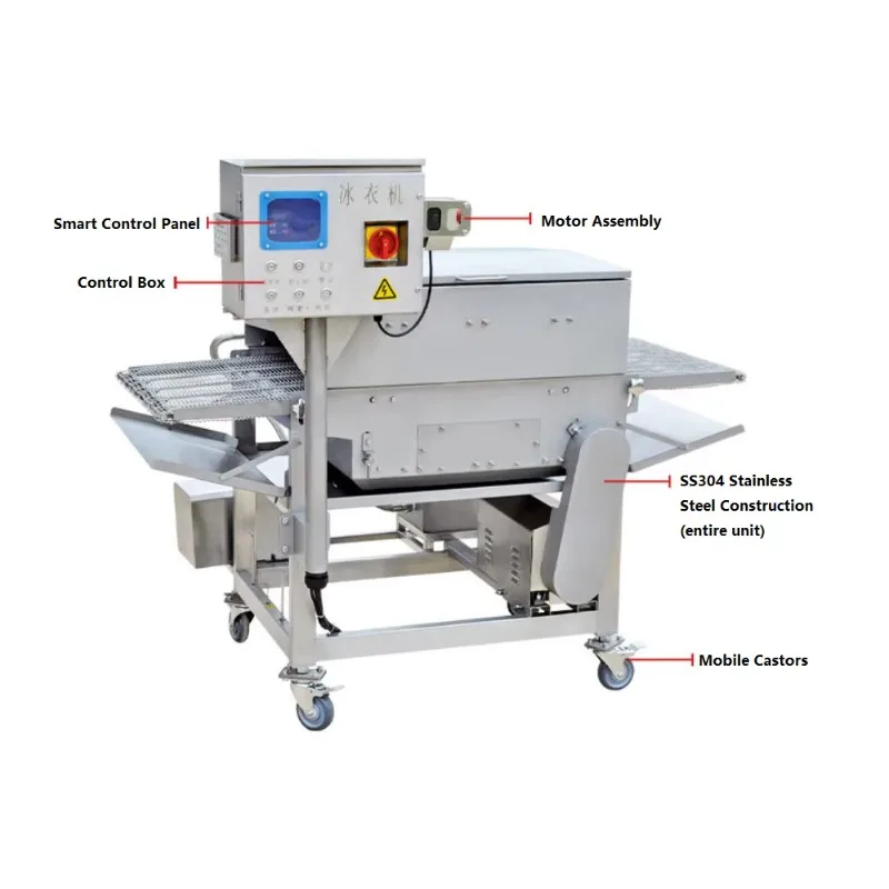 Frozen Food Pre-treatment Equipment Meat Seafood Ice Coating Equipment Freshness Locking Glazing System