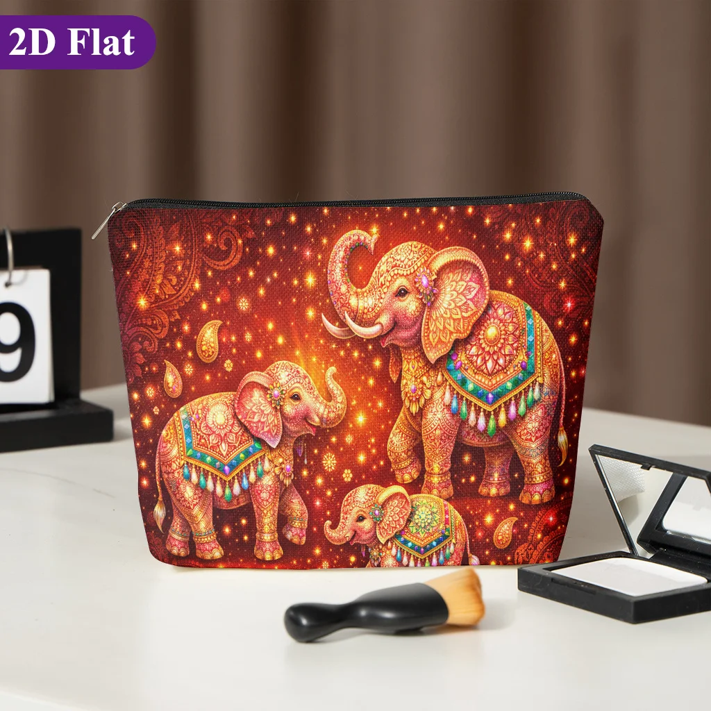 1 Piece of the Elephant Family Charm, a Makeup Bag with Fun Patterns - Multifunctional Zipper Pouch for Women, Perfect Travel Zipper Storage Bag, Fun Birthday Gift