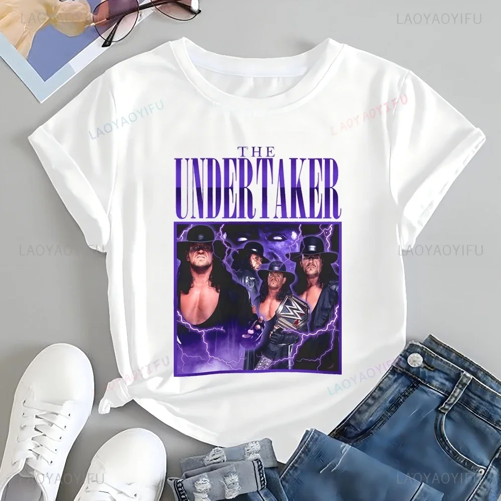 Fashion Retro WWE WWF UNDERTAKER American Wrestling T-shirt Neutral Trend Short Sleeve Unisex Shirt Pattern Large T-shirt