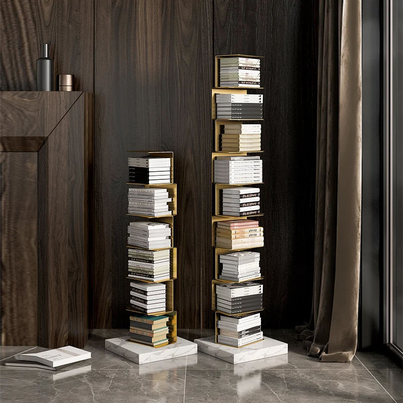 Nordic luxury living room floor-standing multi-layer bookshelf personality creative art wall design sense marble book shelf