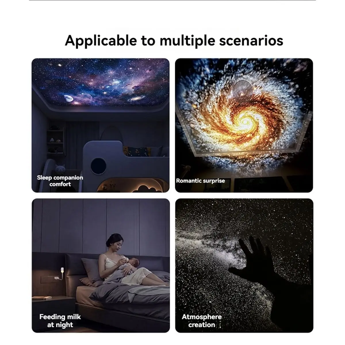 AA19 USB Projector Night Light 360 Degree Rotation Desk Lamp Rechargeable Moon Star Projector Lamp Romantic Bedroom Decor