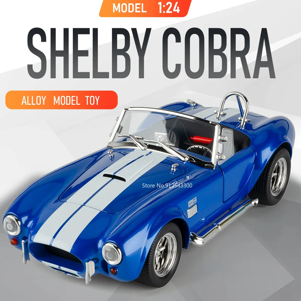 1:24 Scale Shelby Cobra GT Car Model Toy Doors Opened Sound Light Models Pull Back Shock Absorption Vehicle for Children Present