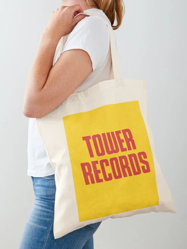 

Tower Records' logo (yellow background) (1960s - 2000s) Tote Bag cute pouch bag Lady bag great custom canvas
