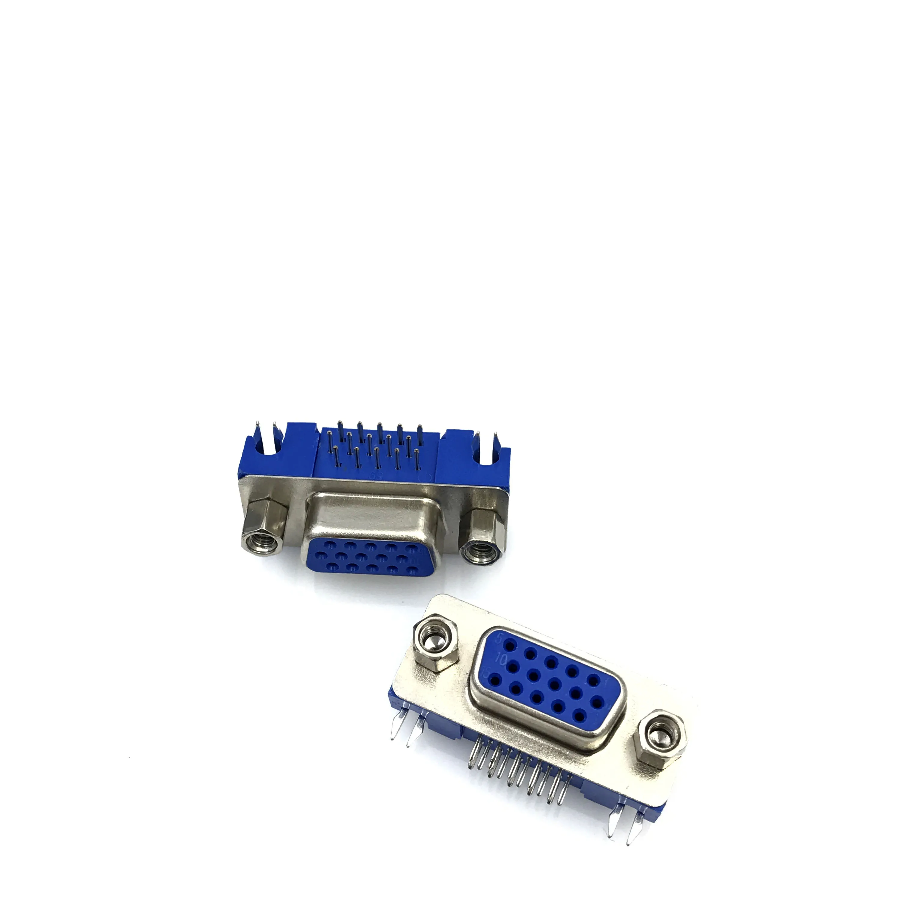 5Pcs/Lot Db15 Dr15 3Rows Blue Parallel Port 15 Pin D Sub Female 15 Way Pcb 90 Degree Connector Db15 Socket Plug Vga Adapter