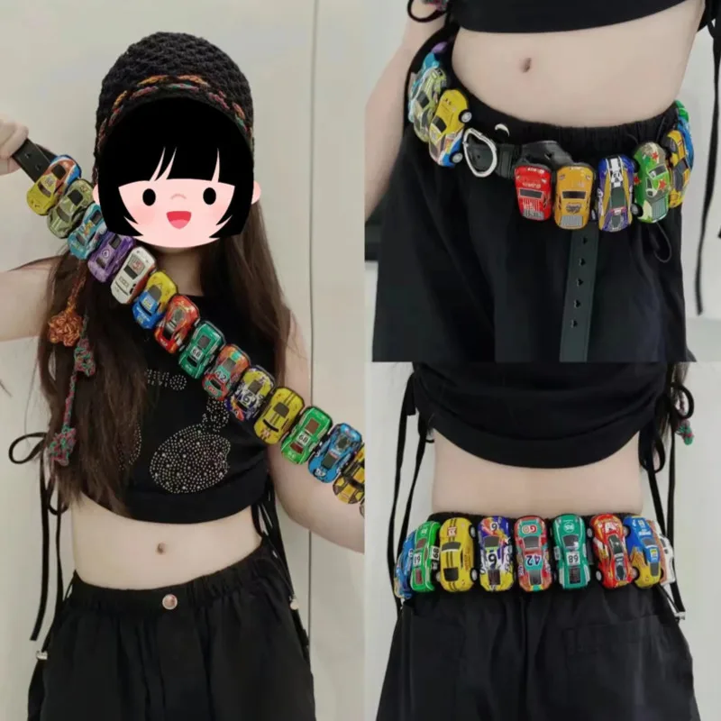 Racing Belt Car Dopamine Belt Y2k Japanese Korean Celebrity Spicy Girl Decoration Colorful Playful High Street Alloy Belt New