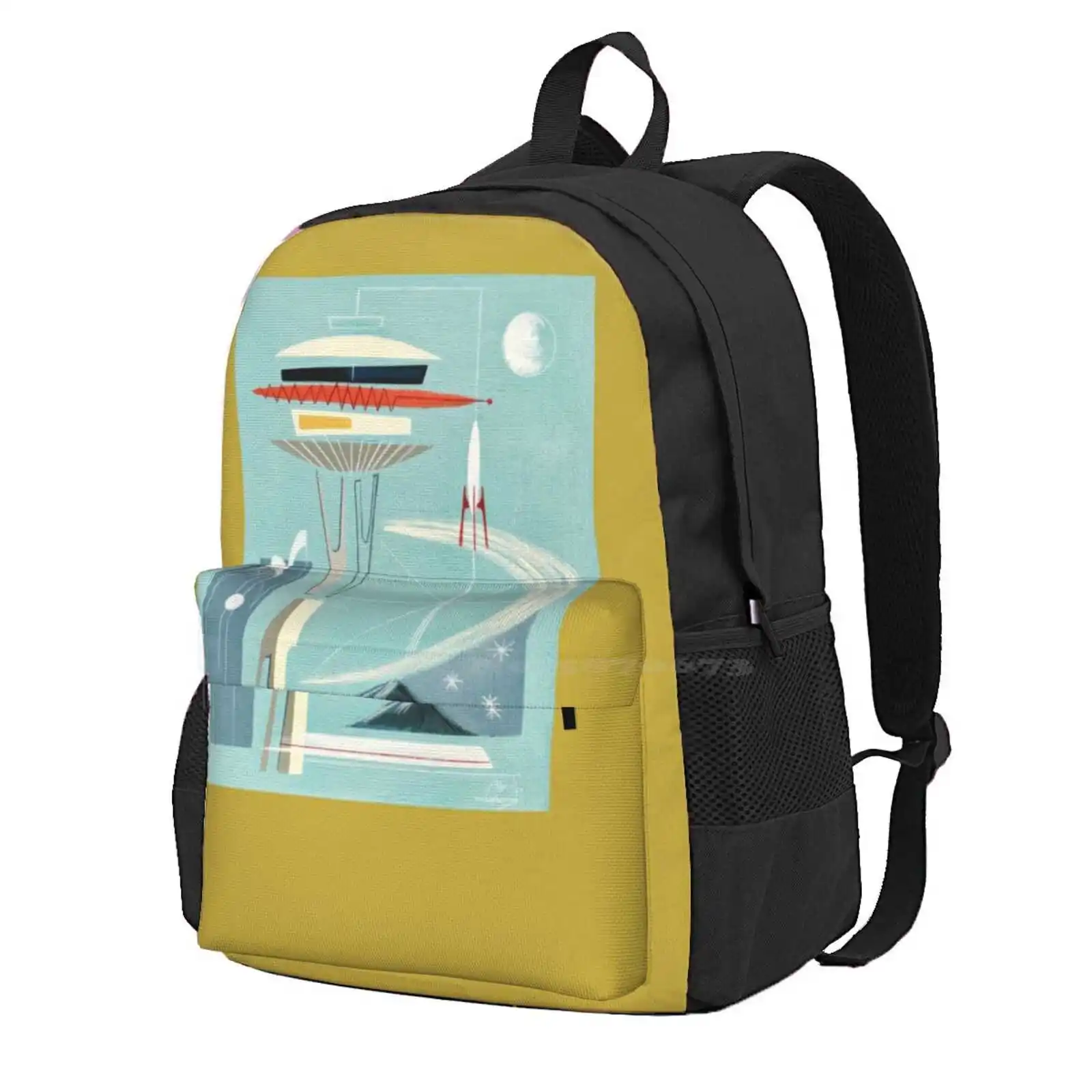 Space Needle Surprise Hot Sale Schoolbag Backpack Fashion Bags Space Needle Seattle Retro Art Mid Century Modern Worlds Fair