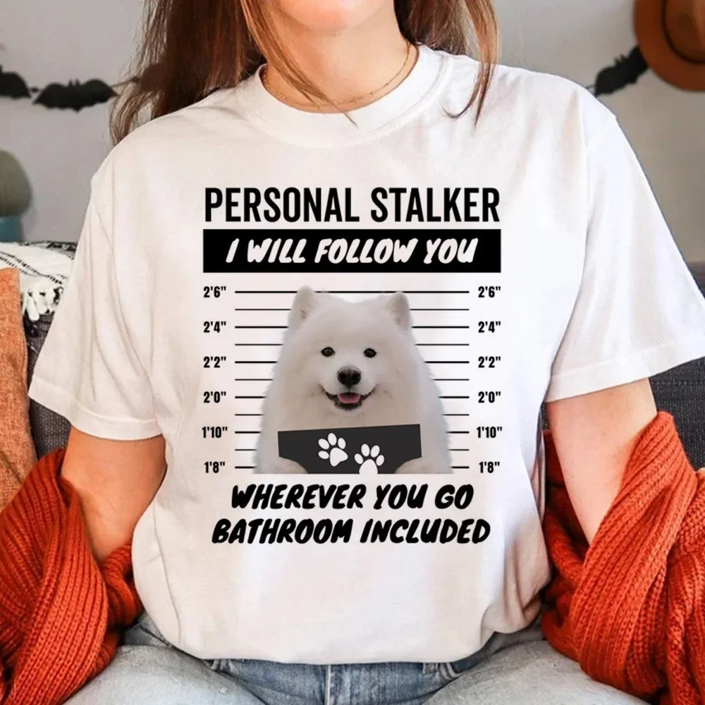 Kawaii T-shirt Samoyed Graphic Tops Women Y2K Pet Dog Motifs Tees Shirt Female Cute Funny Clothing Fashion Street Wear Blouses