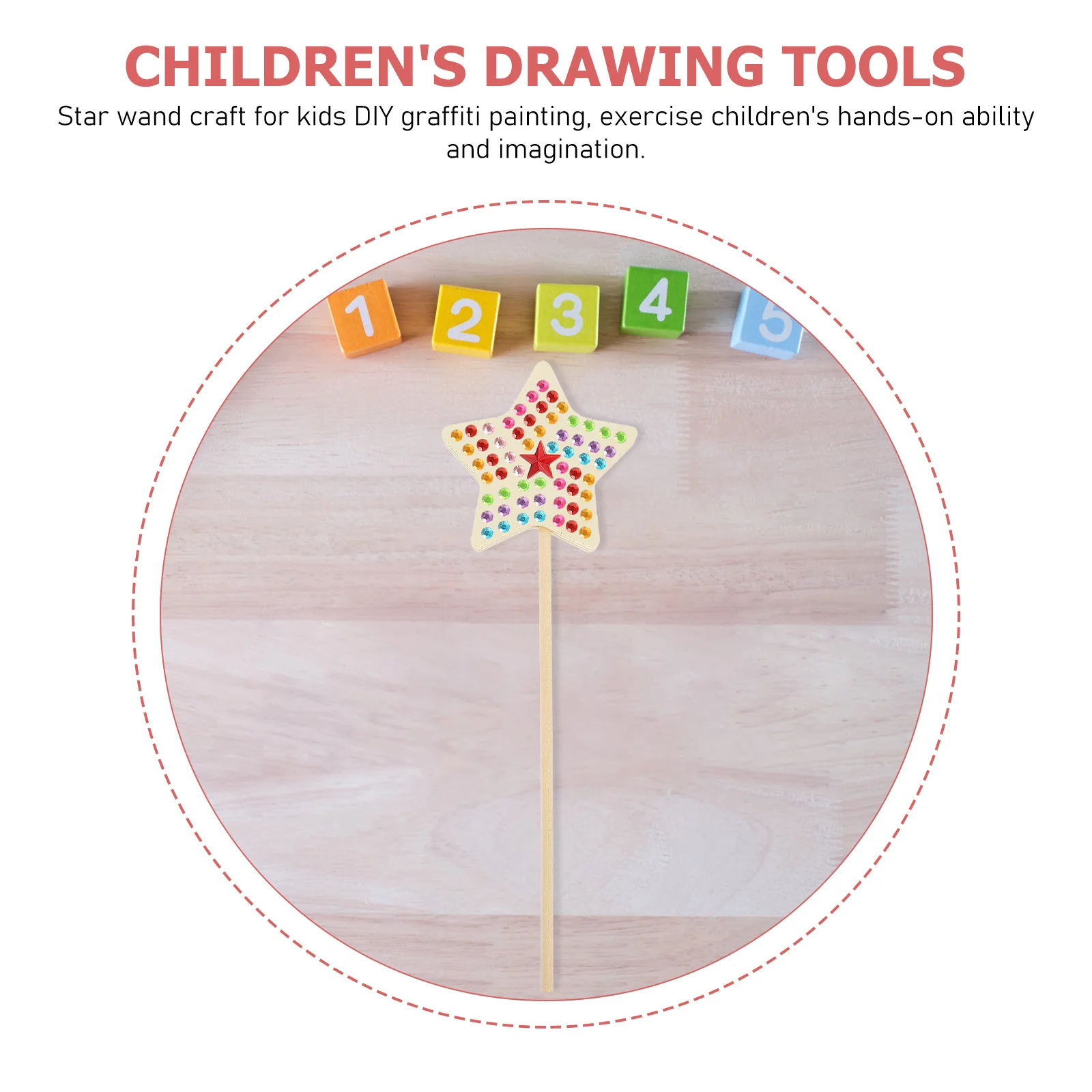 

1Set Unfinished Star Wand Painting Kit Kids DIY Handcraft Set Princess Stickers Ribbon Art Supplies for Classroom Parties
